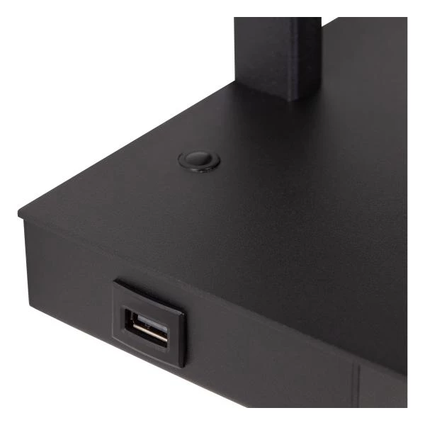 Lucide GREGORY - Bedside lamp / Wall light - 1xE27 - With USB charging point - Black - detail 3